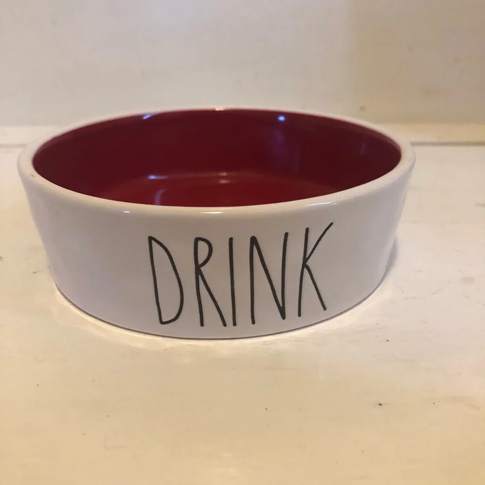 Rae Dunn DRINK By Magenta Dog /Cat Pet Bowl Small Artisan Collection